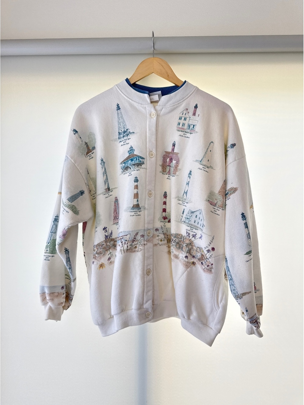 Vintage Women’s Sunshine Designs Lighthouse Cardigan Sweatshirt XXL Made USA